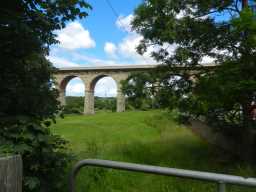 Third Oblique view of outer face of Newton Cap Railway Viaduct over River Wear, Bishop Auckland July 2016